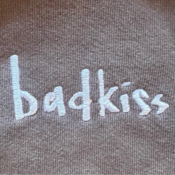 Badkiss Brown Sweatsuit Heavyweight Drop Shoulder Cropped Oversized Hoodie - Picture 6 of 9